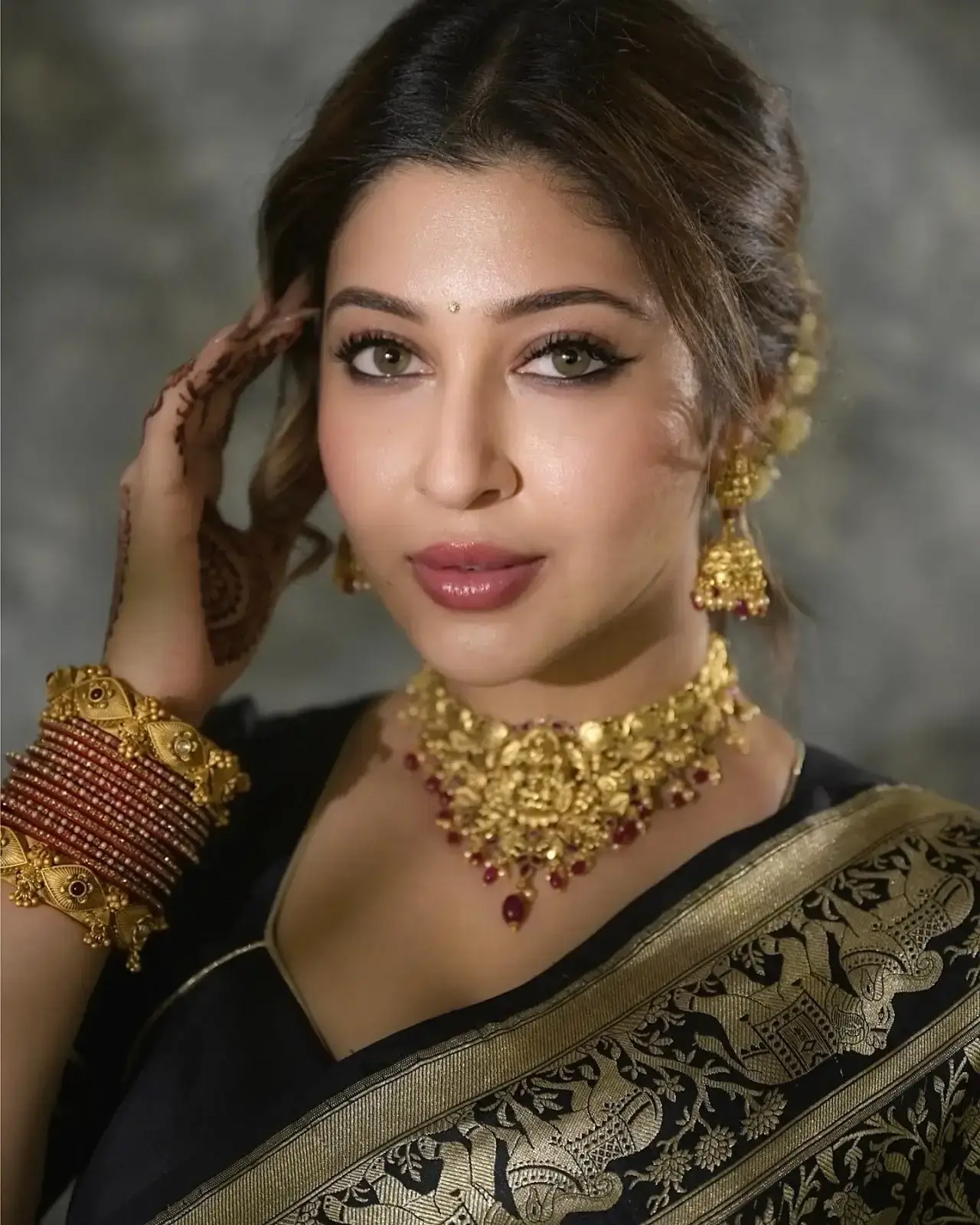 NORTH INDIAN GIRL SONARIKA BHADORIA STILLS IN BLACK SAREE